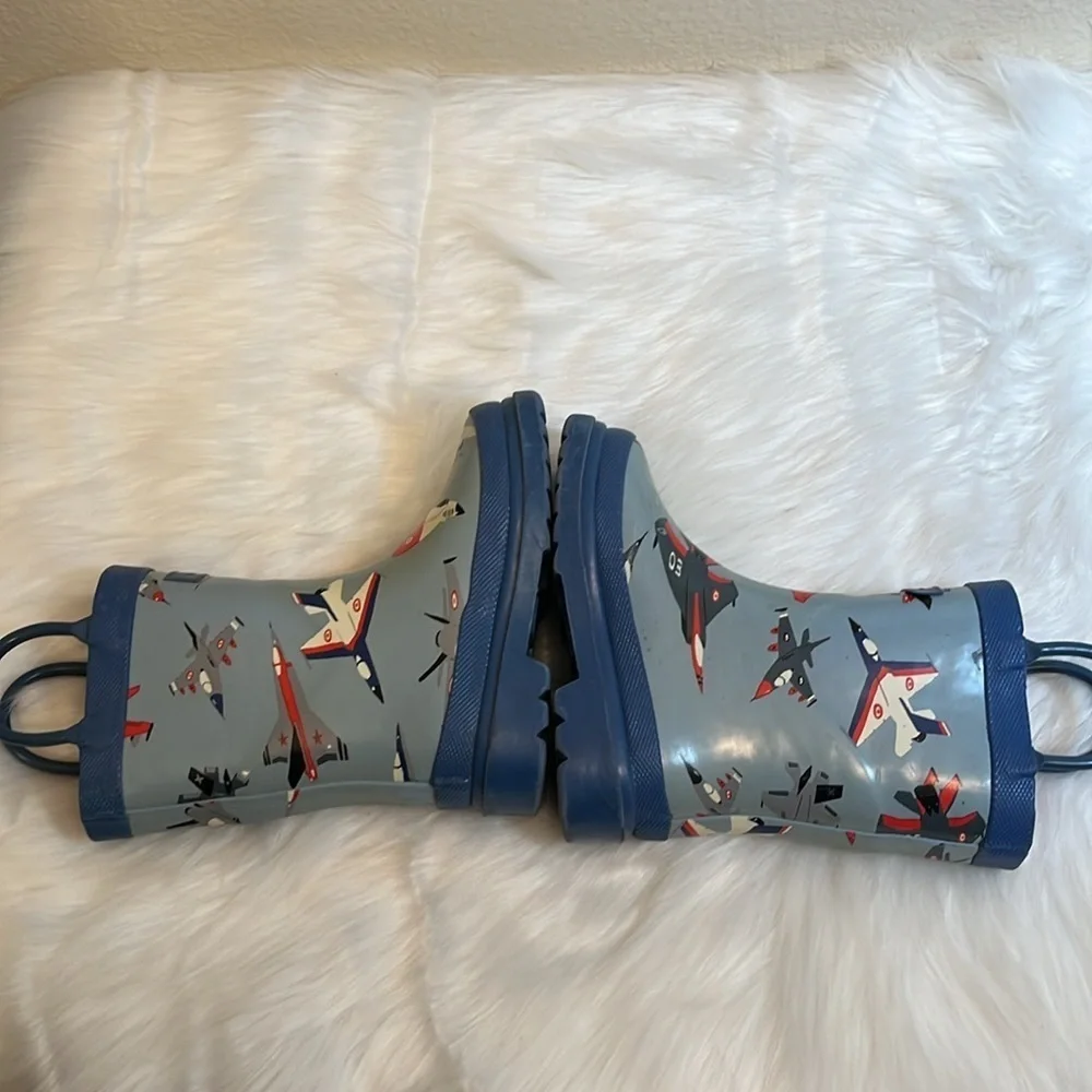 Hatley Blue Airplane Toddler Waterproof Rain Boots